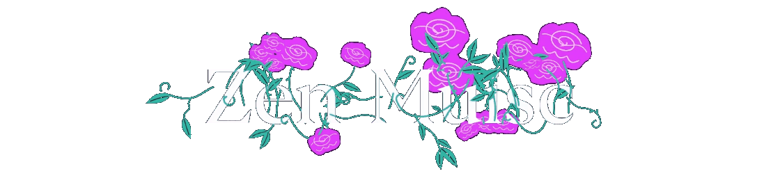 Zen Music wordmark decorated with roses and vines